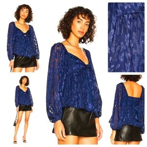 AMANDA UPRICHARD DANIE TOP IN CHANTERELLE Flowing Sheer Sleeves Floral Size Med